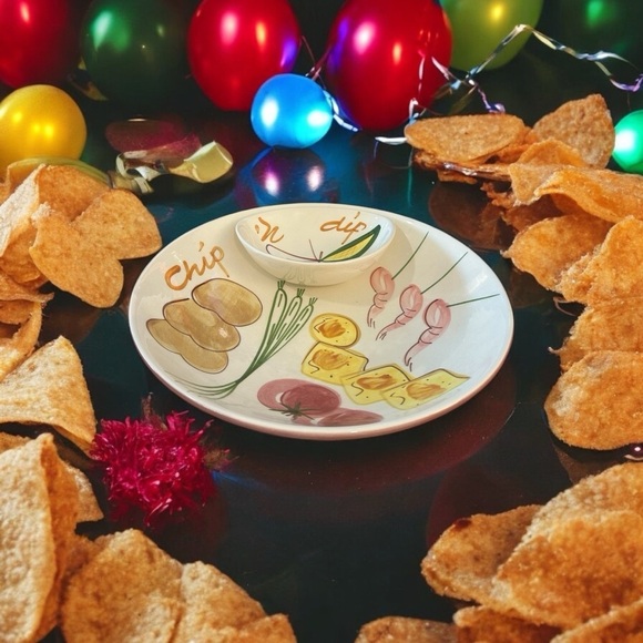 Vintage Mid-Century Modern Los Angeles Pottery Chip & Dip Serving Bowl Set - Picture 2 of 8